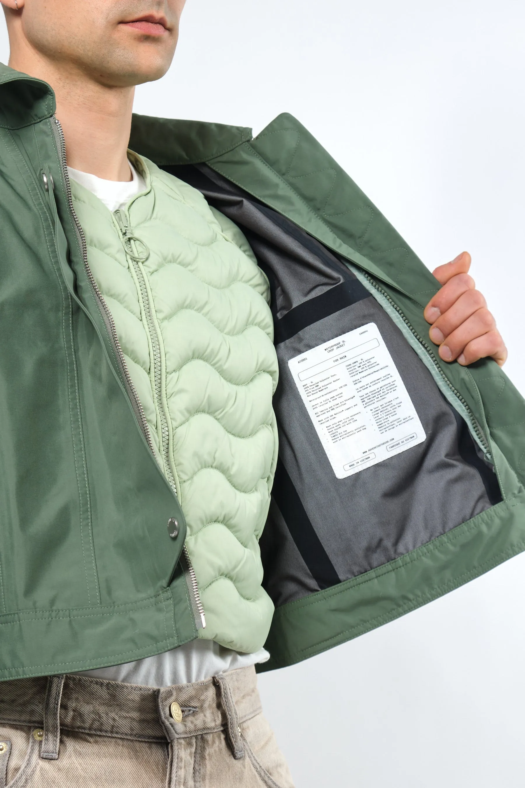 3in1 Waterproof   Re:Down Light Crop Jacket