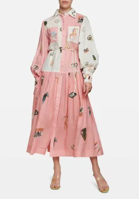 Alemais Cleo Patchwork Shirtdress in Pink