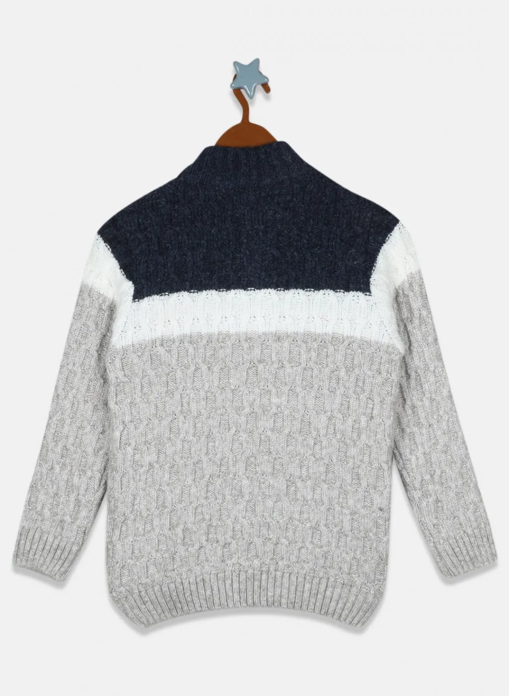 Boys Grey Self Design Pullover