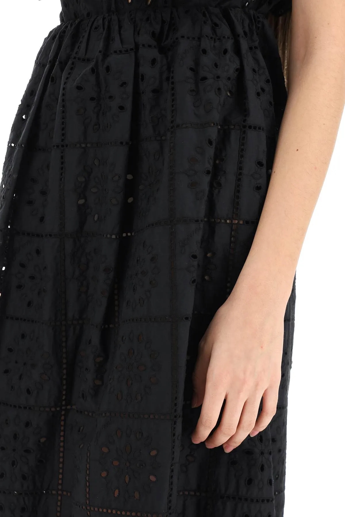 broderie anglaise midi skirt
