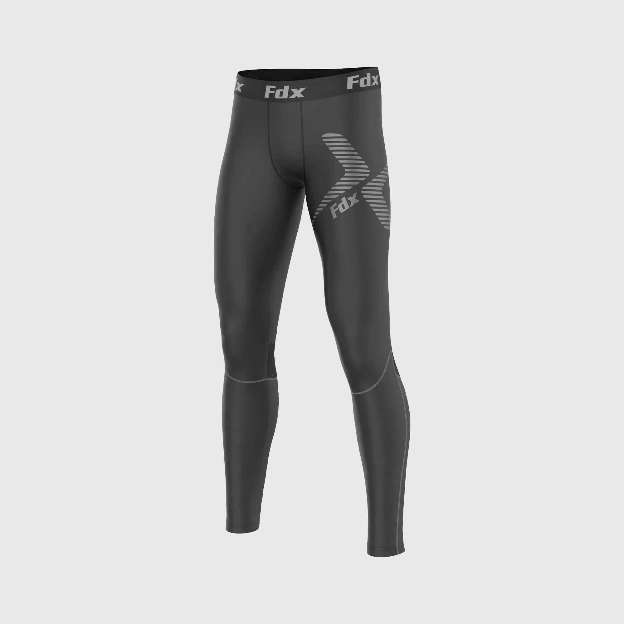 Fdx Men's Set Recoil Grey Compression Base Layer Top & Leggings