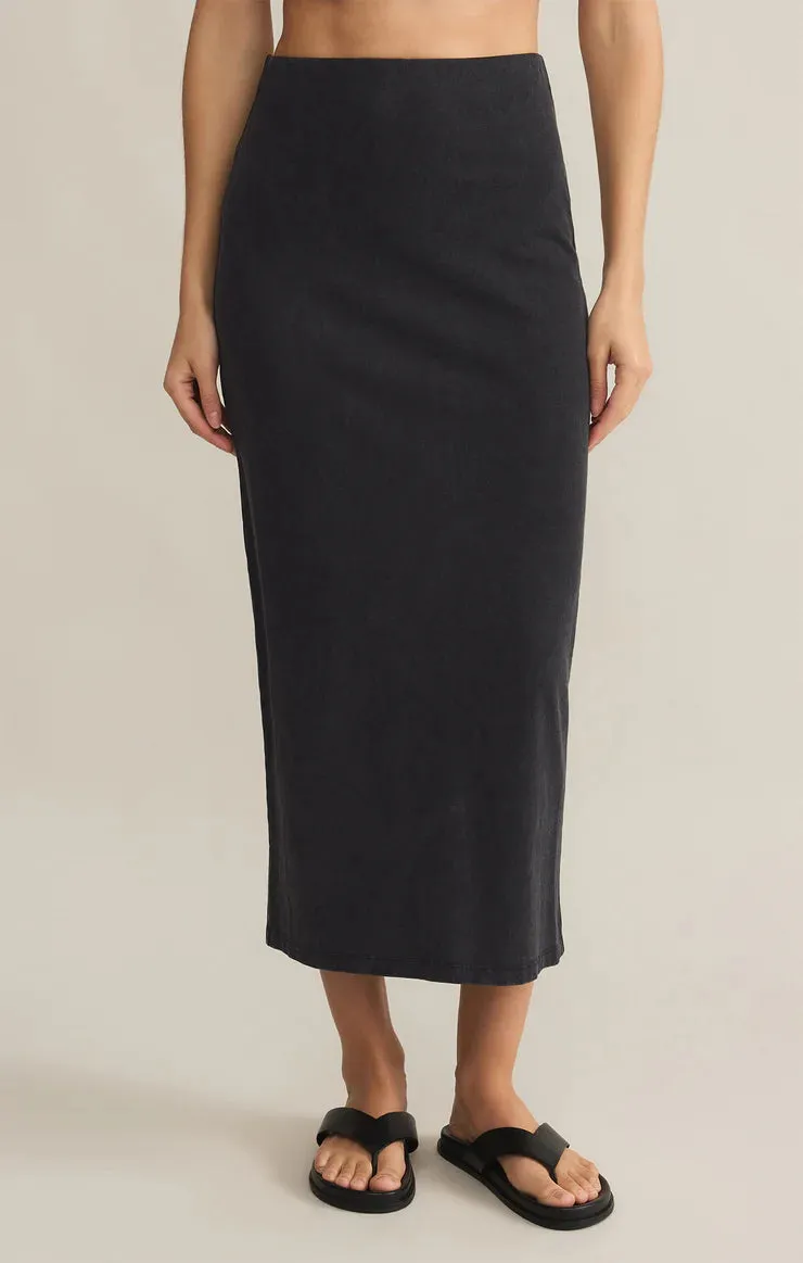 Gail Jersey Midi Skirt Washed Black