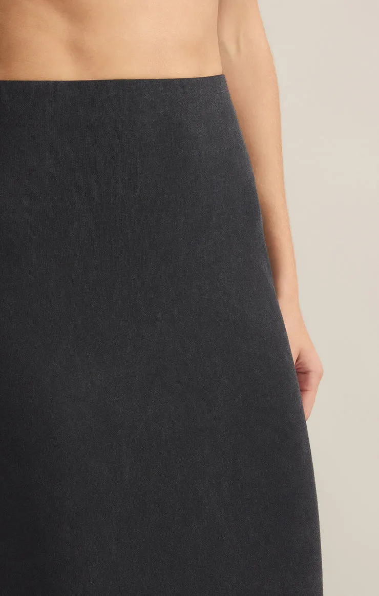 Gail Jersey Midi Skirt Washed Black