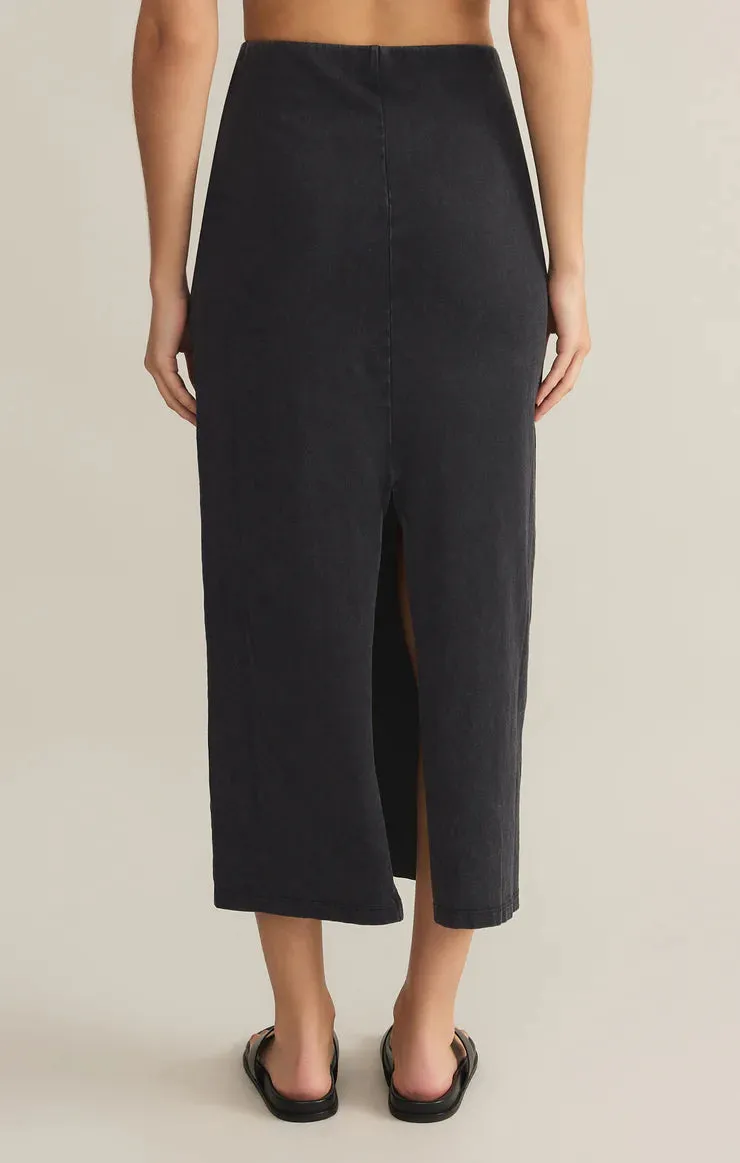 Gail Jersey Midi Skirt Washed Black