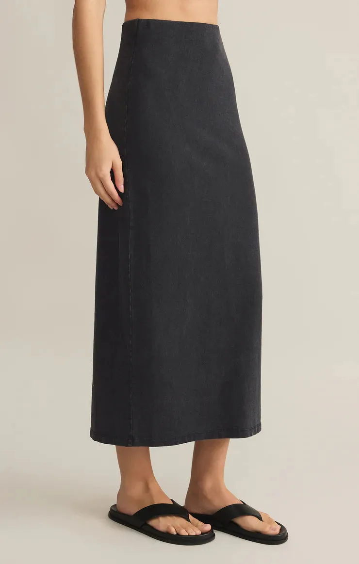 Gail Jersey Midi Skirt Washed Black