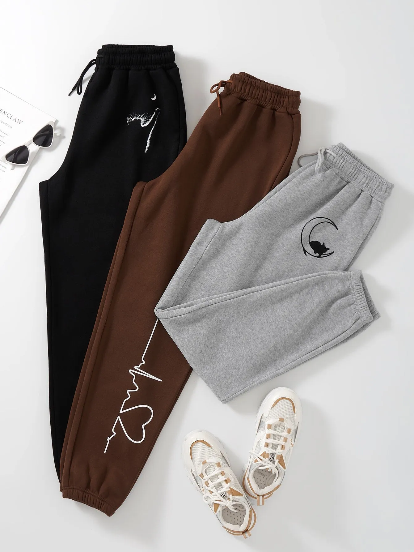 Geometric Drawstring High Waist Long Women Sweatpants