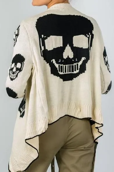 Ivory Knit Skull Cardigan