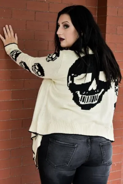 Ivory Knit Skull Cardigan