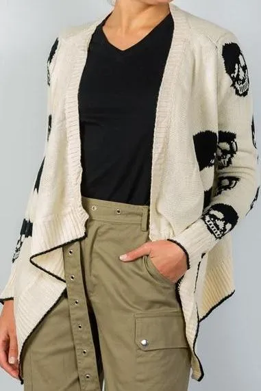 Ivory Knit Skull Cardigan