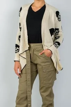 Ivory Knit Skull Cardigan