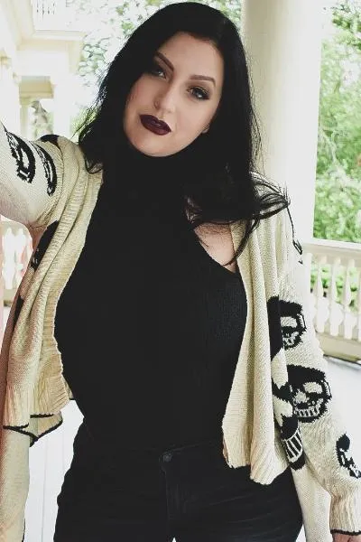 Ivory Knit Skull Cardigan