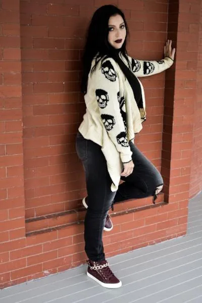 Ivory Knit Skull Cardigan