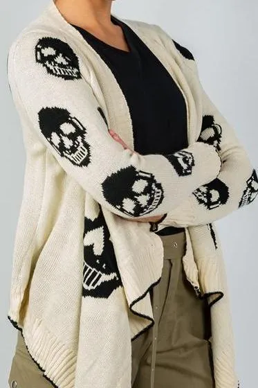 Ivory Knit Skull Cardigan