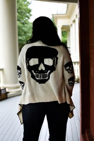 Ivory Knit Skull Cardigan