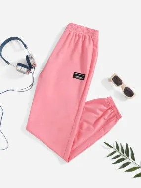 Letter Patched Natural Long Women Sweatpants