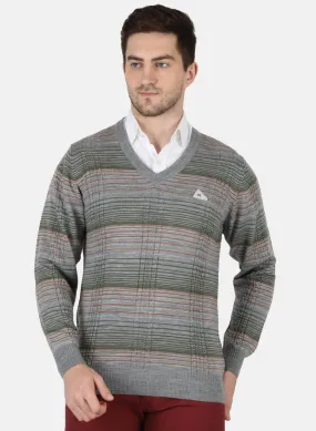 Men Light Grey Self Design Pullover