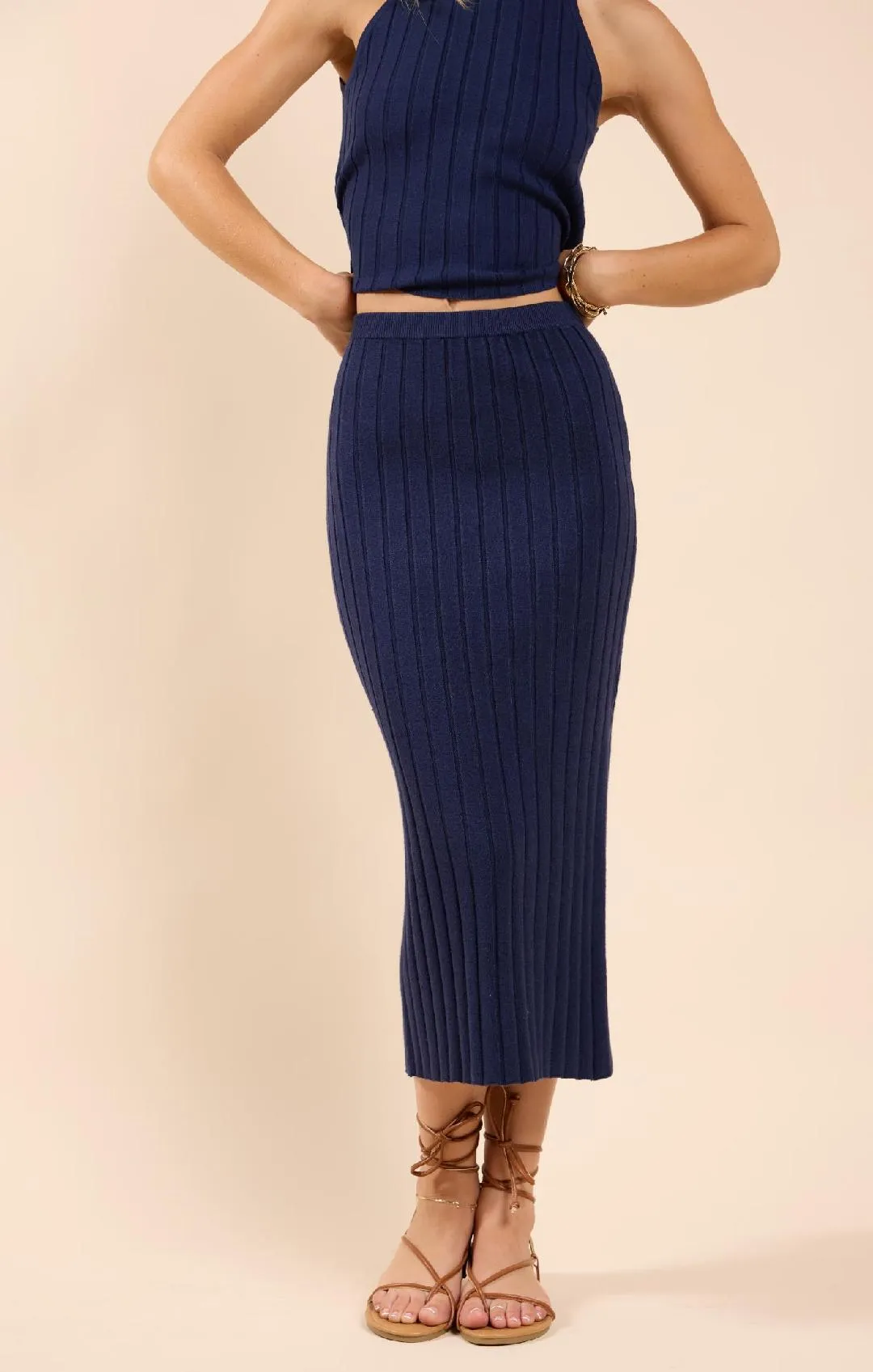 No Bad Days Wide Ribbed Midi Skirt