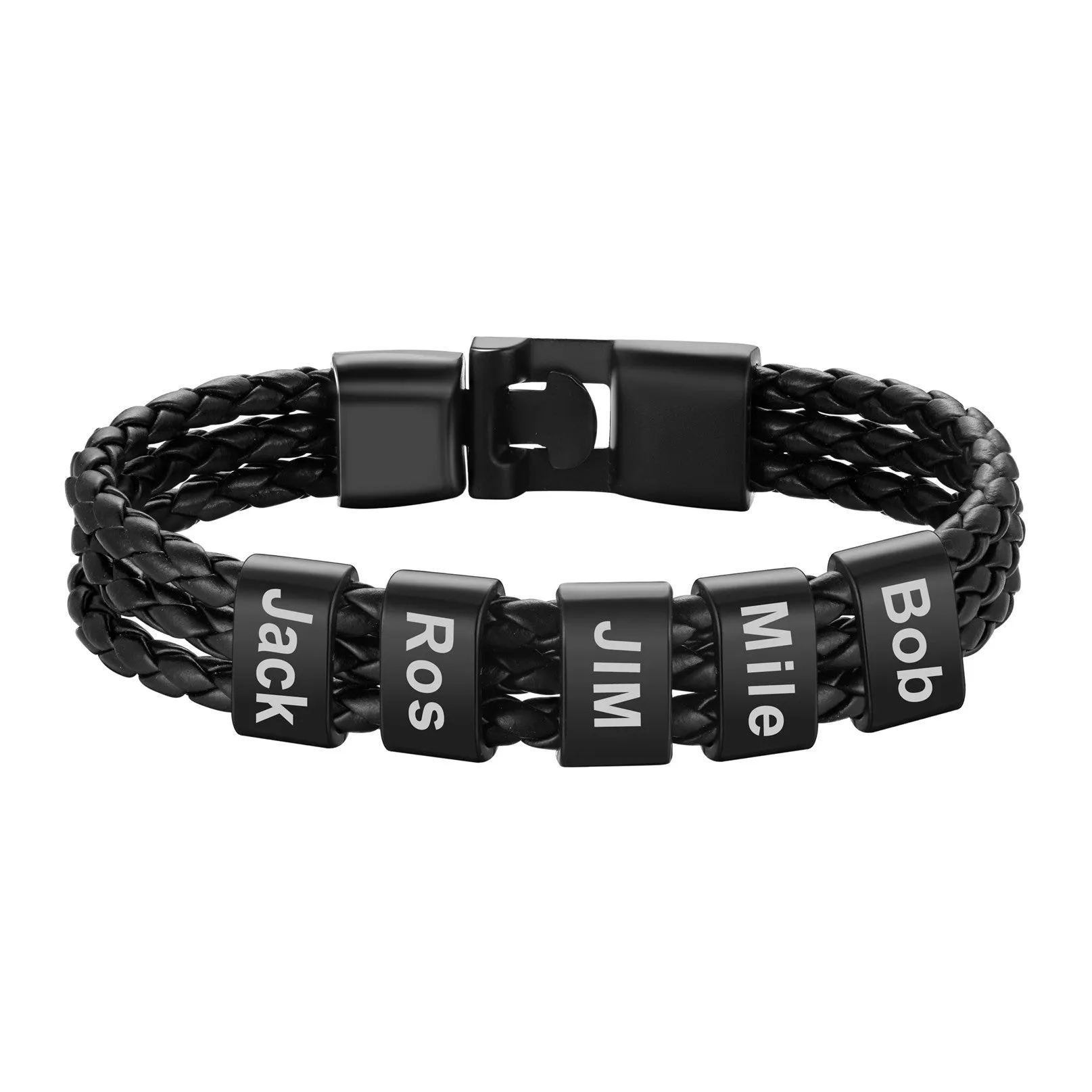 Personalized Beads Leather Braided Layer Bracelet
