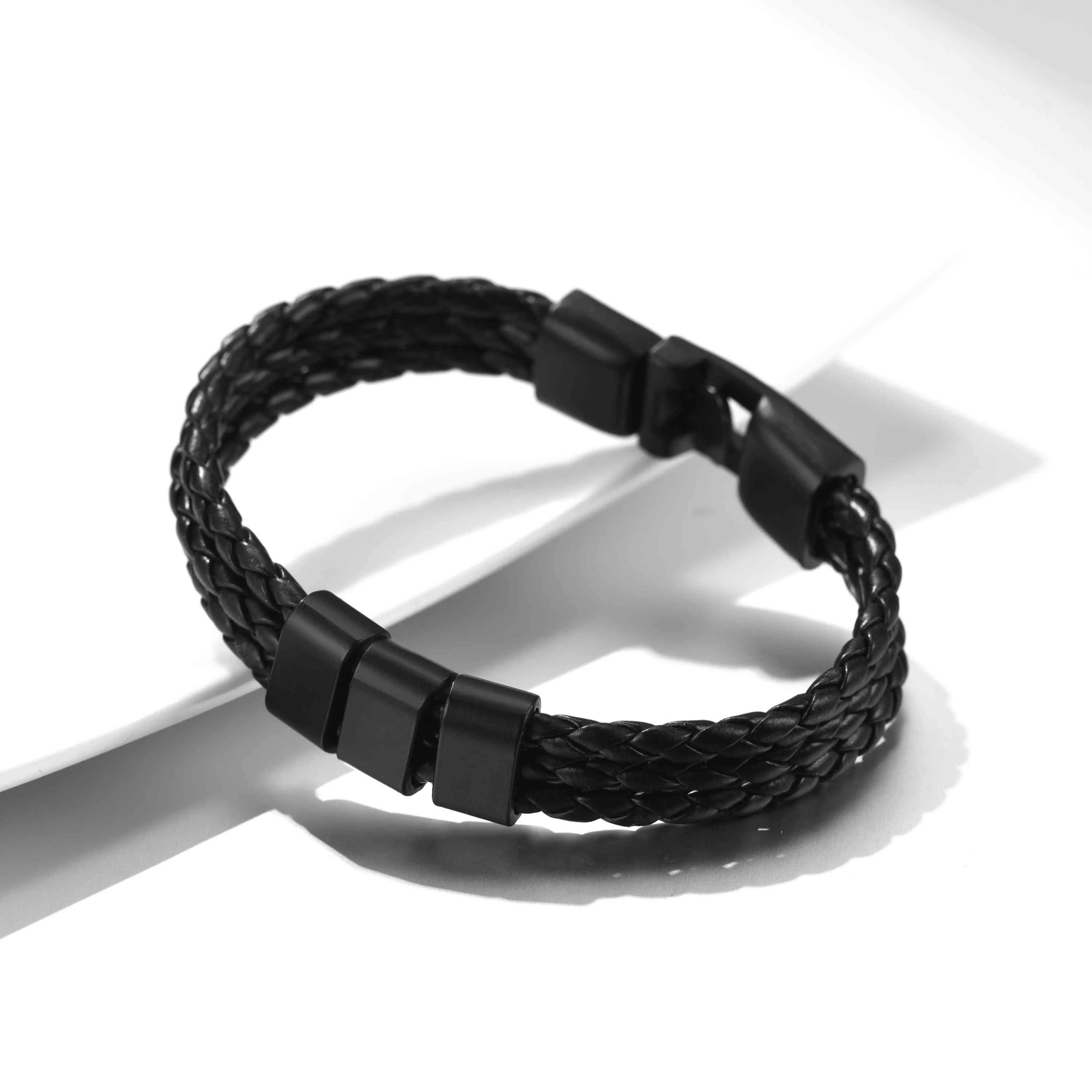 Personalized Beads Leather Braided Layer Bracelet