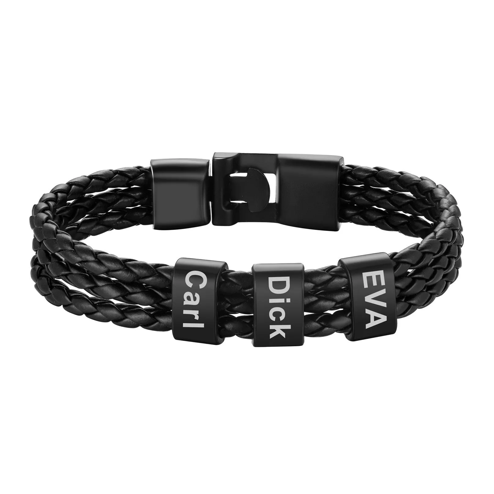 Personalized Beads Leather Braided Layer Bracelet
