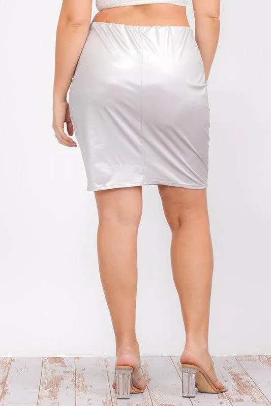 PLUS PU midi skirt