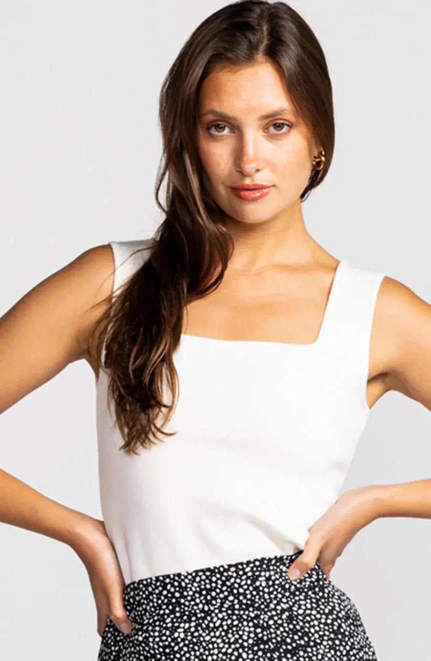 PM Square Neck Sweater Tank-Ivory