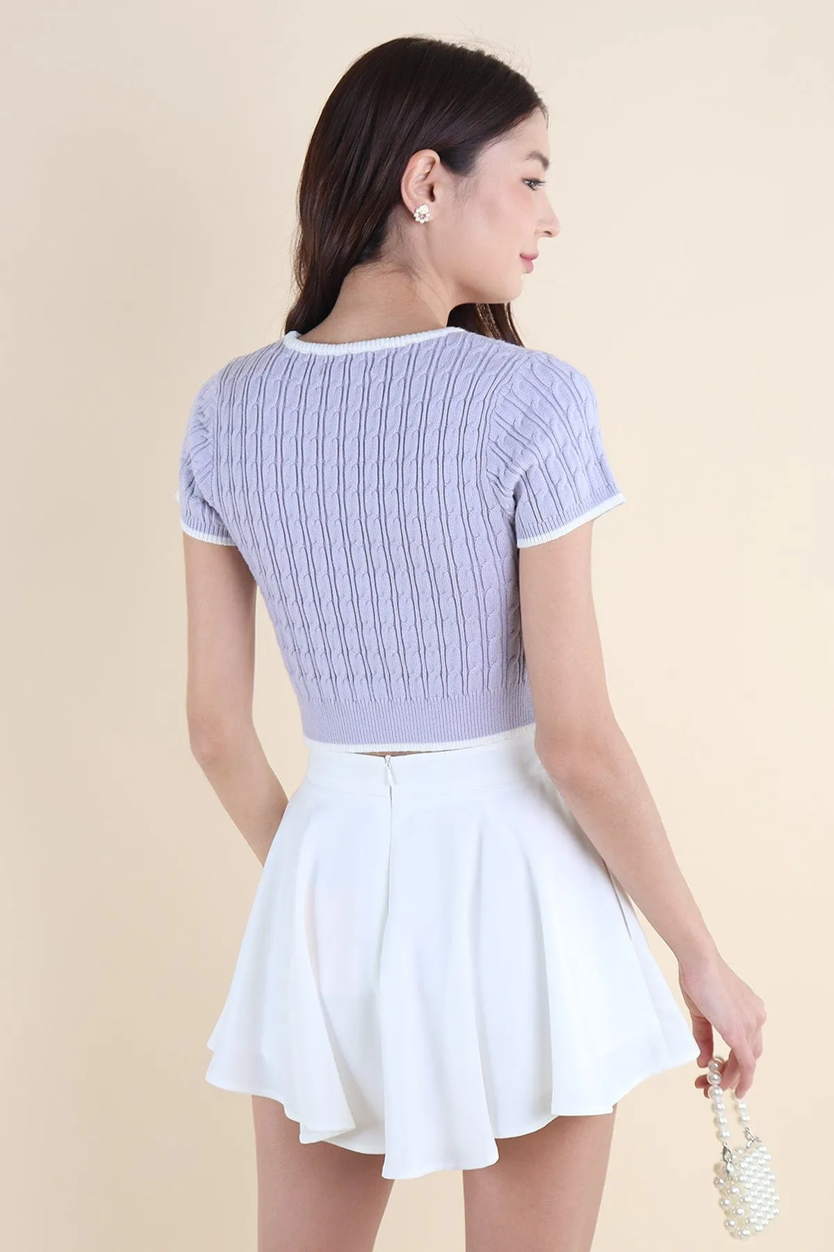 RESTOCKED** HERALD SLEEVED KNIT TOP IN PERIWINKLE