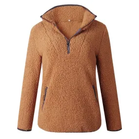 Sherpa Fleece Pullover in Caramel